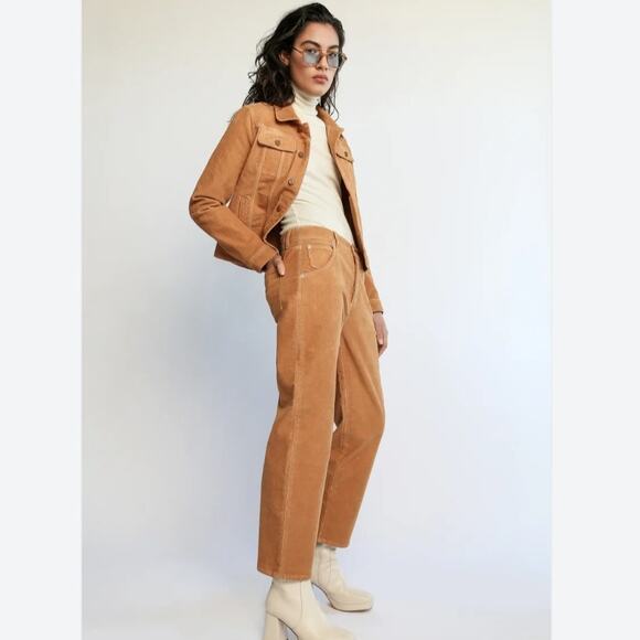 AG Adriano Goldschmied Flacky The Trucker Corduroy Jacket Mud Mustard NWT XS - Picture 6 of 16